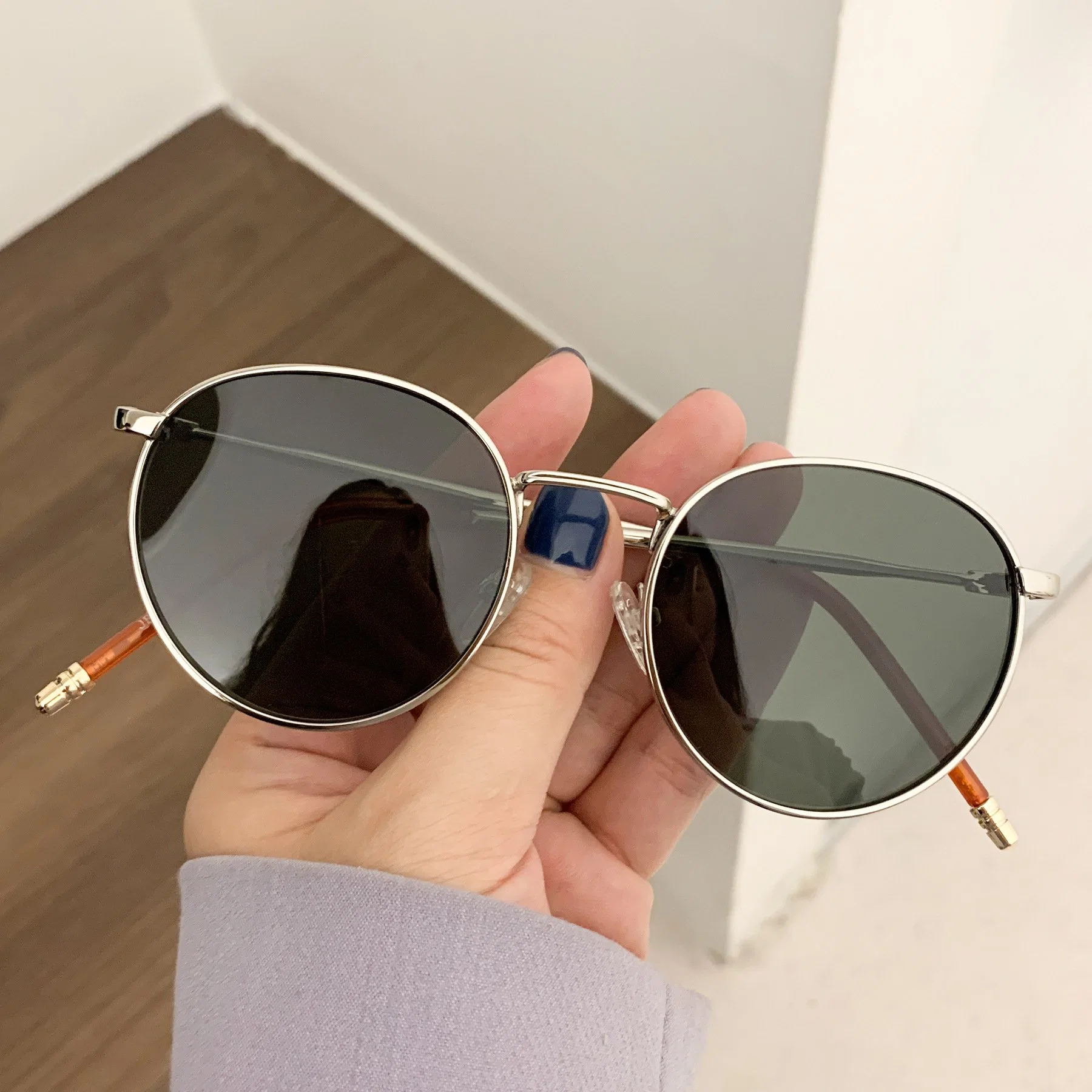 Unisex UV400 Colorful Lenses Double Bridge Metal Sunglasses Fashion Sun Glasses