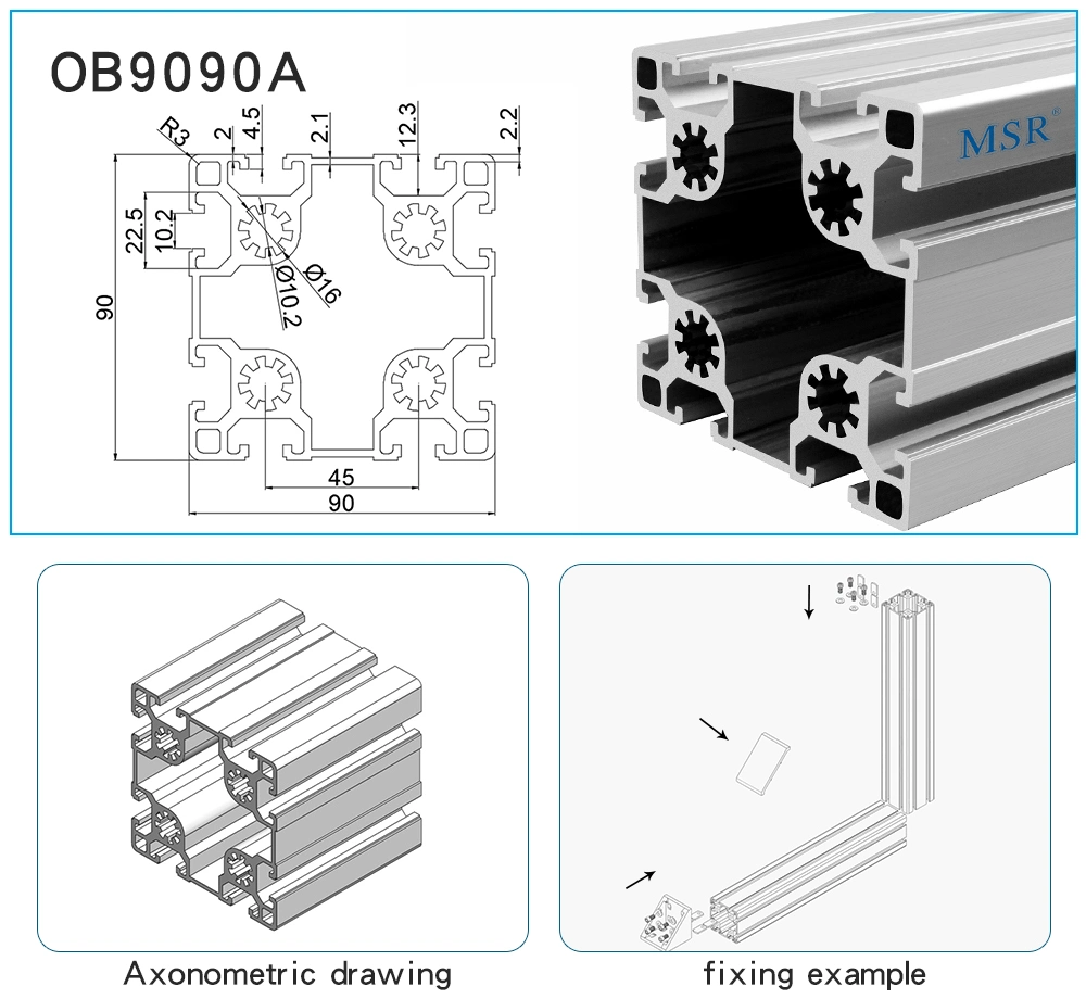 China Manufacturer 90*90mm Ob9090A for Exhibition Stands Factory Wholesale/Supplier Aluminum Extrusions Profiles 9090