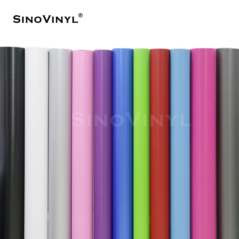 SINOVINYL 5x91FT bonne qualité Prix bas PVC étanche auto-adhésif Texture 3D de fibre de carbone