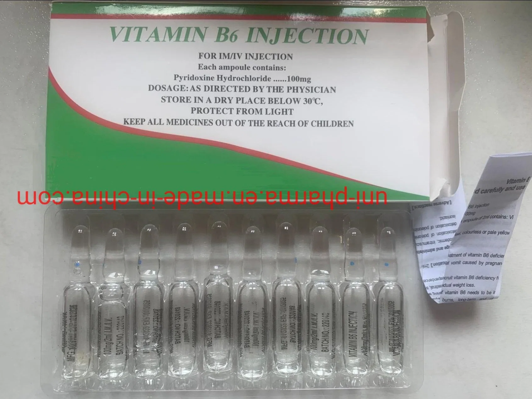 Vitamina B6 injecção 2ml: 100mg im/IV medicina ocidental