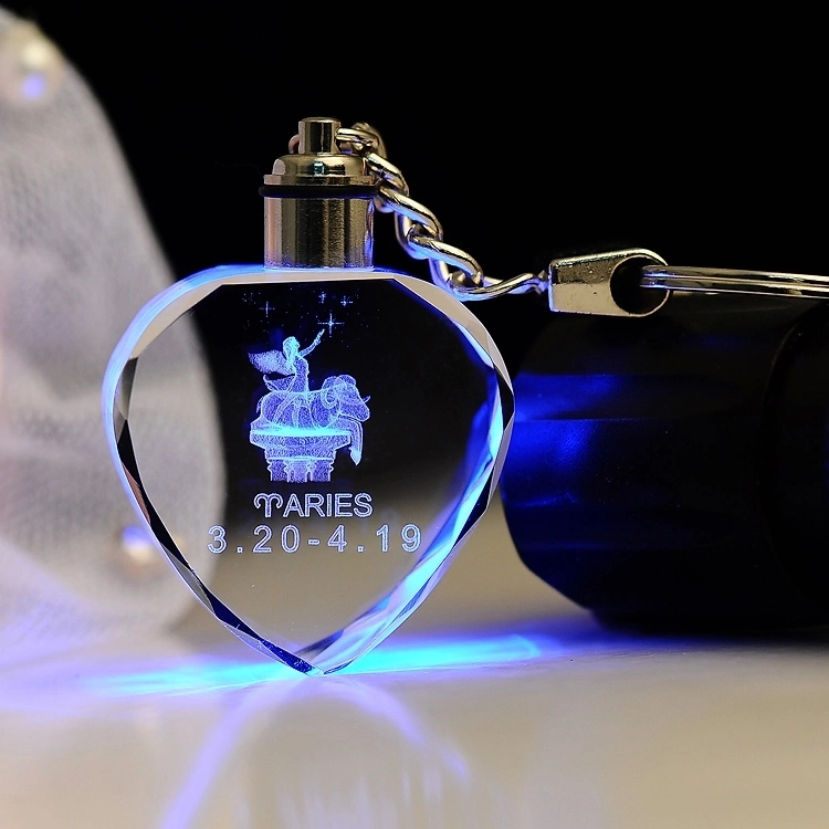 LED Laser Keychain for Brithday Crystal 3D Laser Keychain