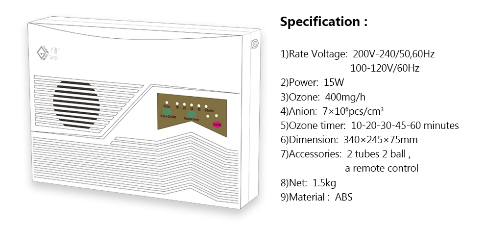 Multifunction Ozone Water Purifier Ionizer Air Cleaner for Home Use