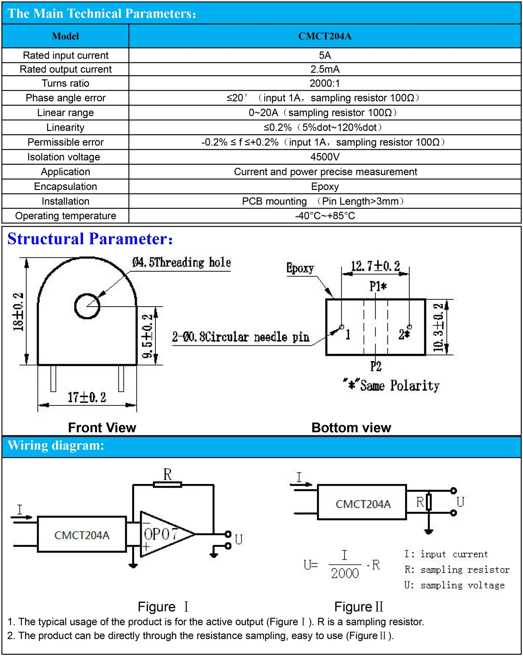 High Accuracy Current Transformer PCB Mounting CT for Precise Power Measuremen