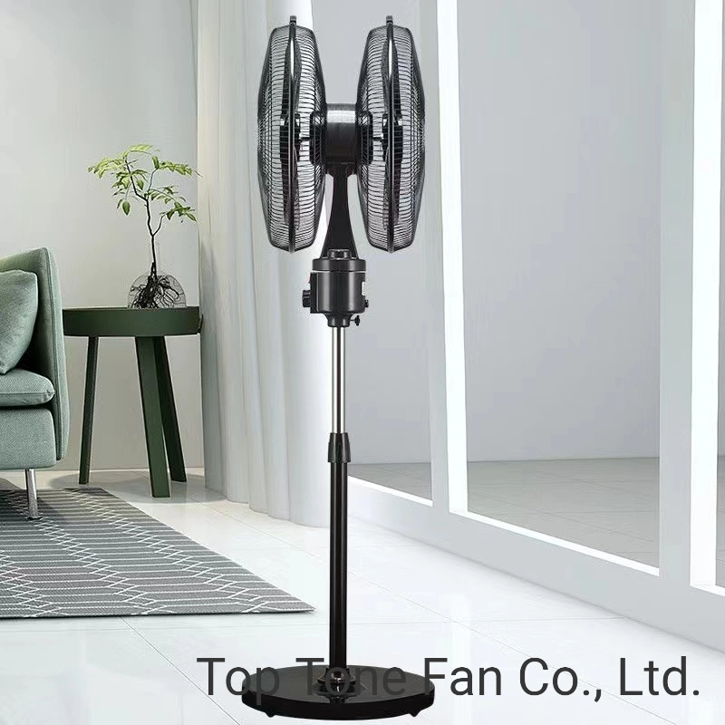 Double Head Commercial 360 Degree Oscillating Pedestal Cooling Stand Fan