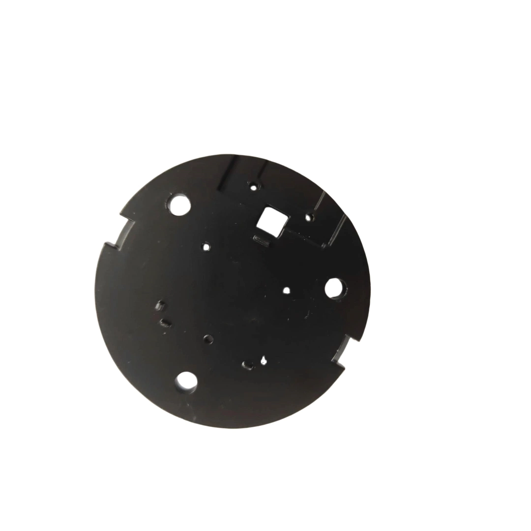 Precisión de aluminio de fundición de ADC12 parte de la placa redonda negra con acabado anodizado