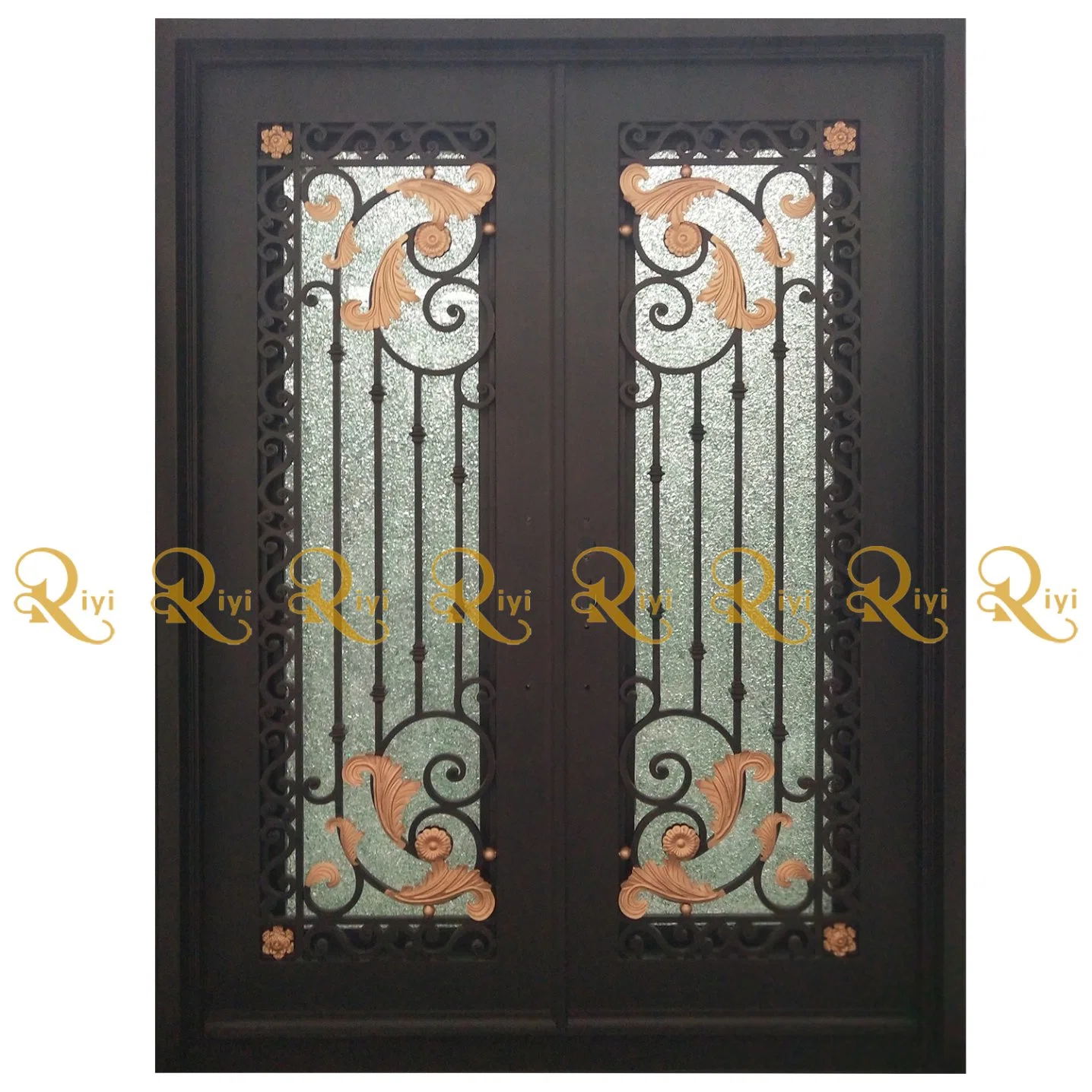 European Standard Double Panels Swing Style Wrought Iron Entrance Security Steel Door
