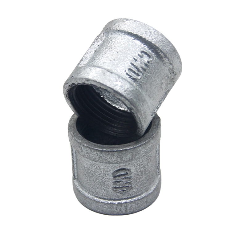 Parallel Threaded Sockets with Ribs Gi Malleable Iron Pipe Fittings of BS/NPT Threads with a Size of 1/2 Inch for Oil Connection