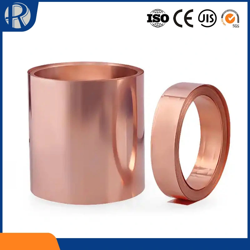 Copper Coil Sheet Strip Coil Roll Red Copper Plain Foil Tu1, Tu0, Tu2, Tp1 Electronic Non-Alloy Red Coppery Soft Hard