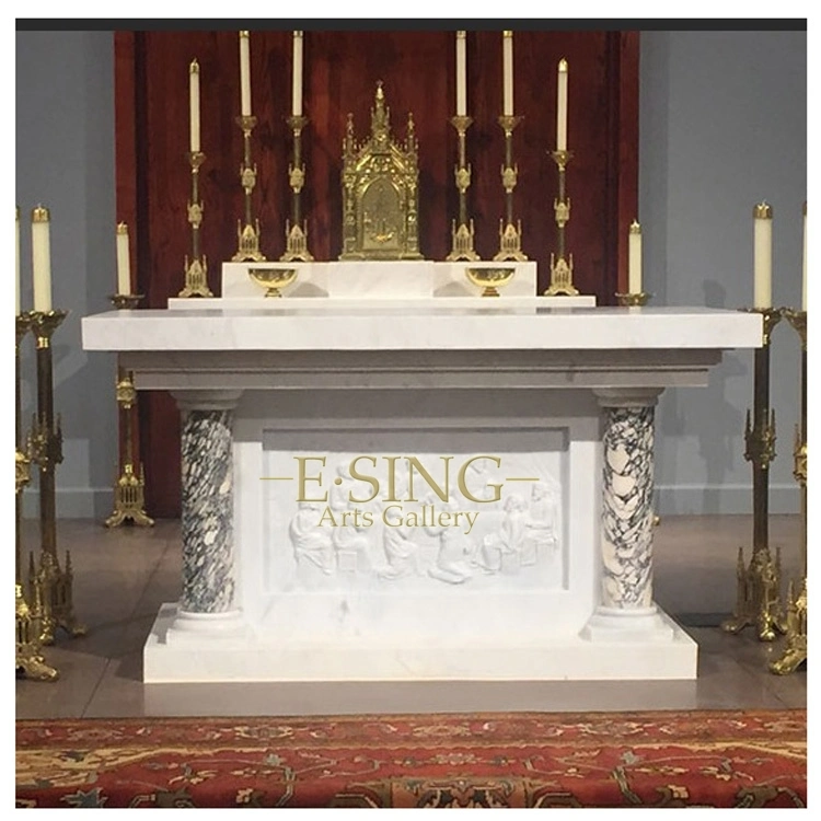 Western Style Divine Natural Stone Religious Church Marble Altar for Sale