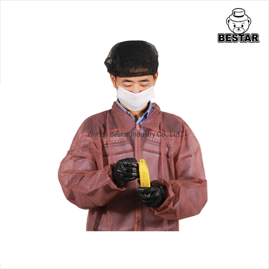 Disposable Non-Woven Spp Polypropylene Lint Free Lab Coat Visitor Coat Blouse for Food Industry