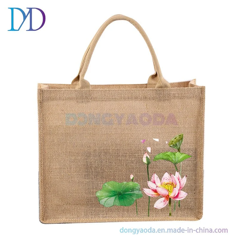 Customized Logo Shopping Tote in Burlap Jute Handles