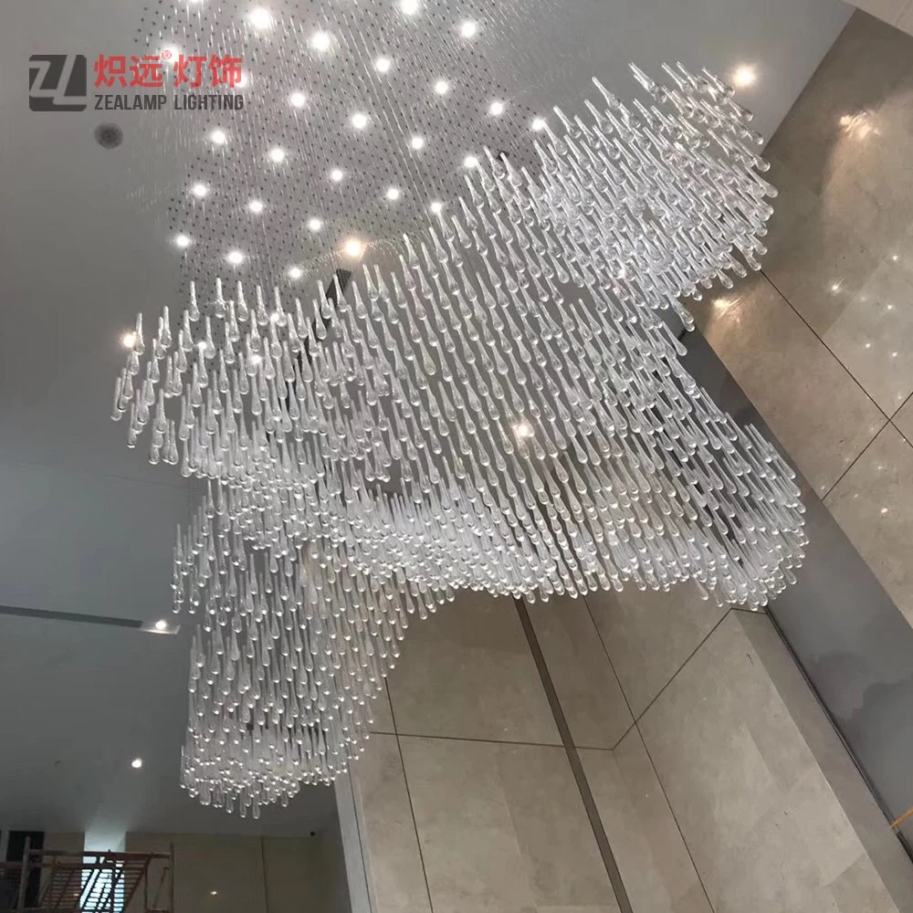 Современное стекло Drop Chandelier большое внутреннее освещение для мест в зале Области