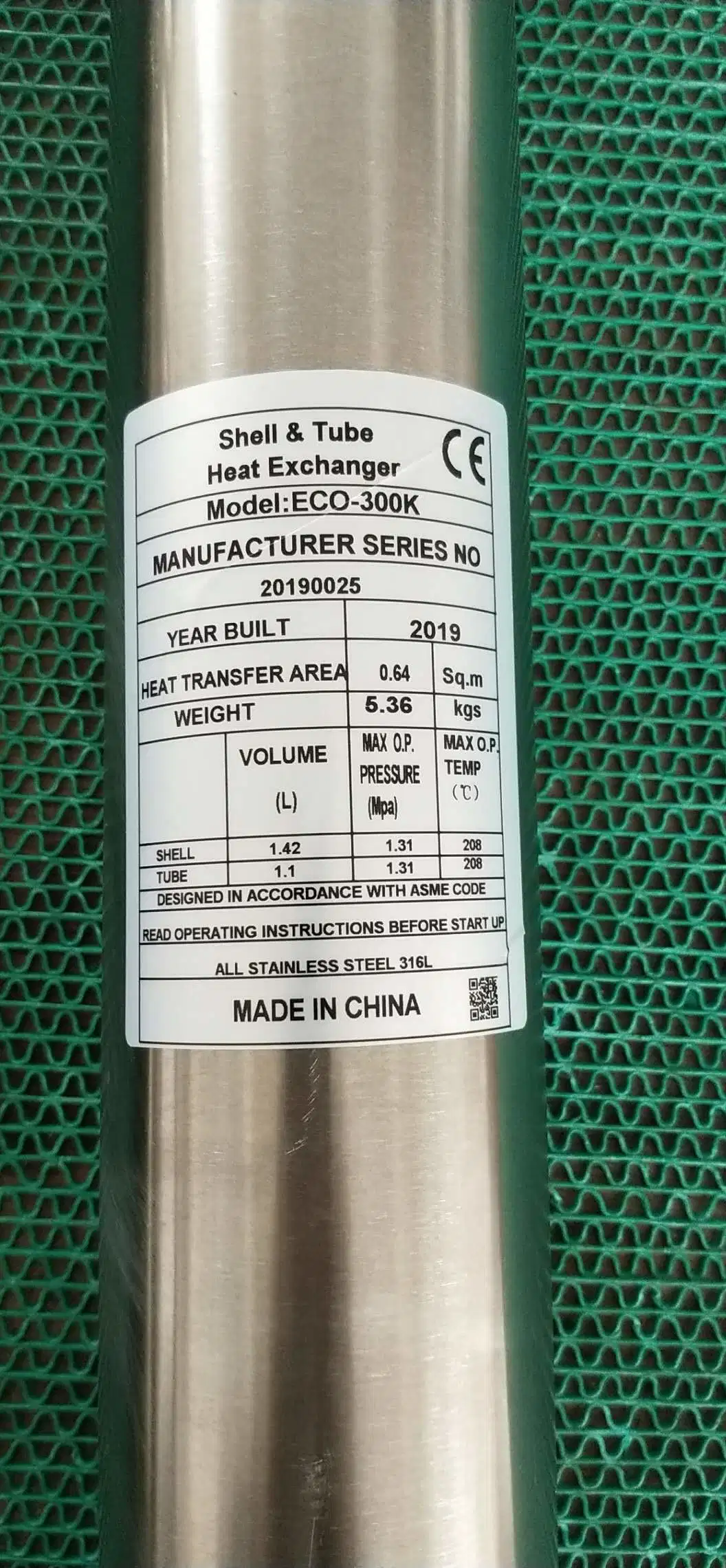 Piscina de acero inoxidable tubo Solar del intercambiador de calor