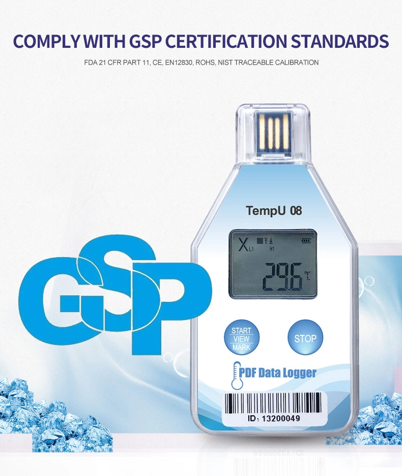 2021 China Manufacturer Tempu08 Single Use USB Temperature Data Loggers