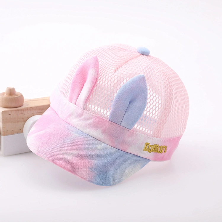 0-4 años niños sombrero de sol Conejo Ear Cartoon animal Gorra de béisbol de malla con diseño de teñido de conejito para bebé