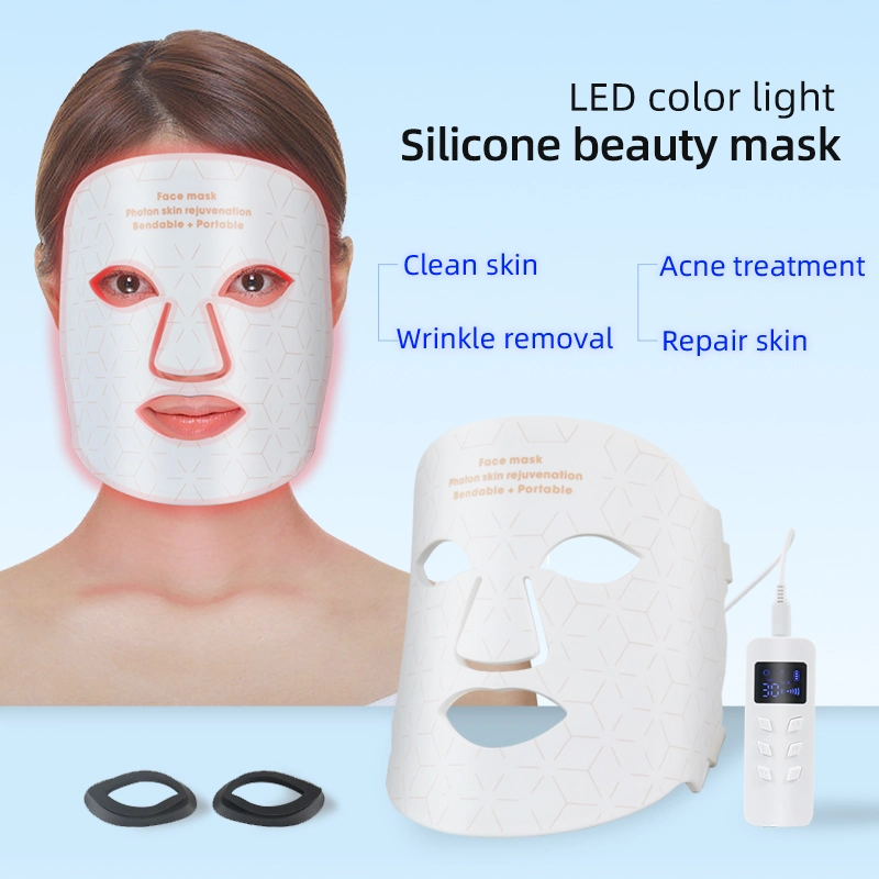 Collagen Regeneration 4in1colors Silicone Red LED Light Therapy Daily Use Facial Mask