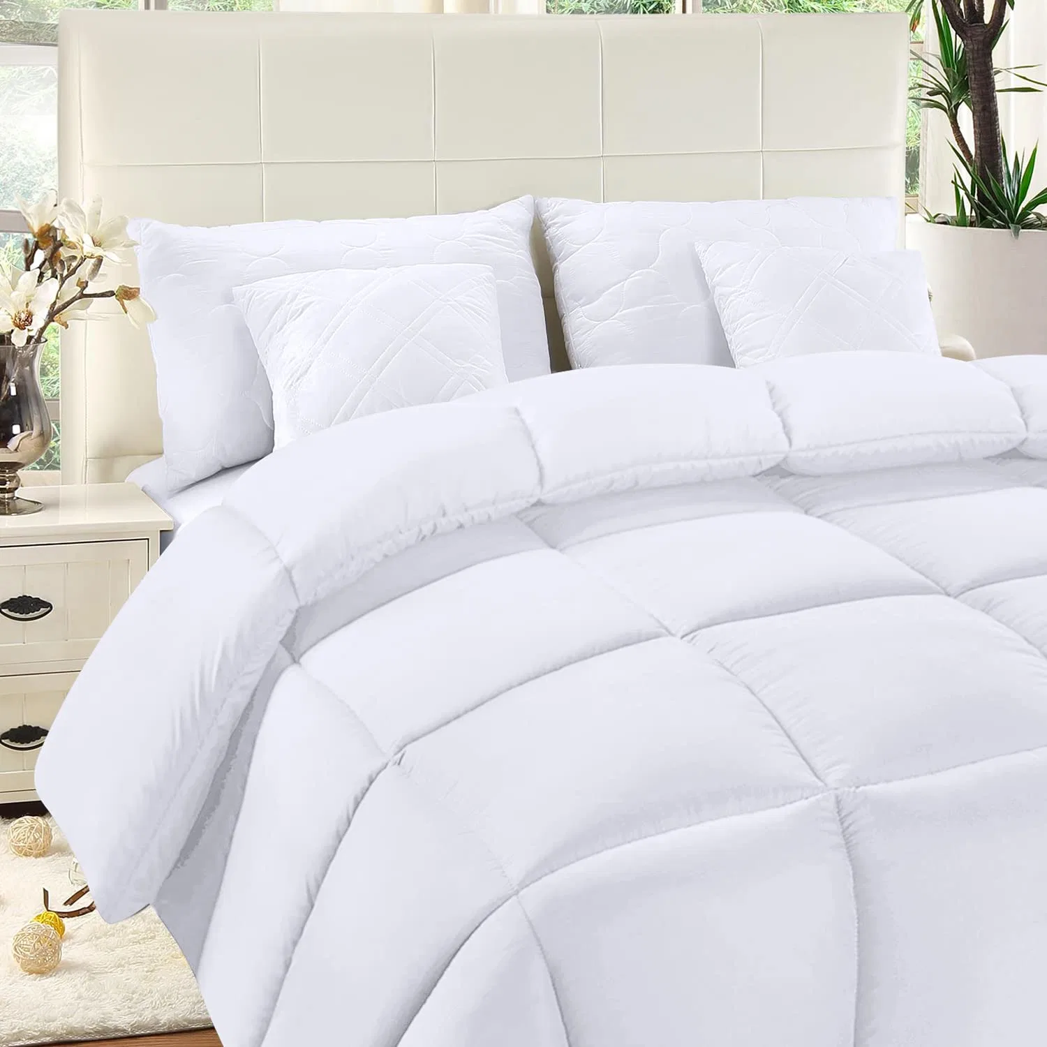 Maßgeschneiderte King White Microfaser Schlafzimmer Baumwolle Winter Bett Tröster Sätze