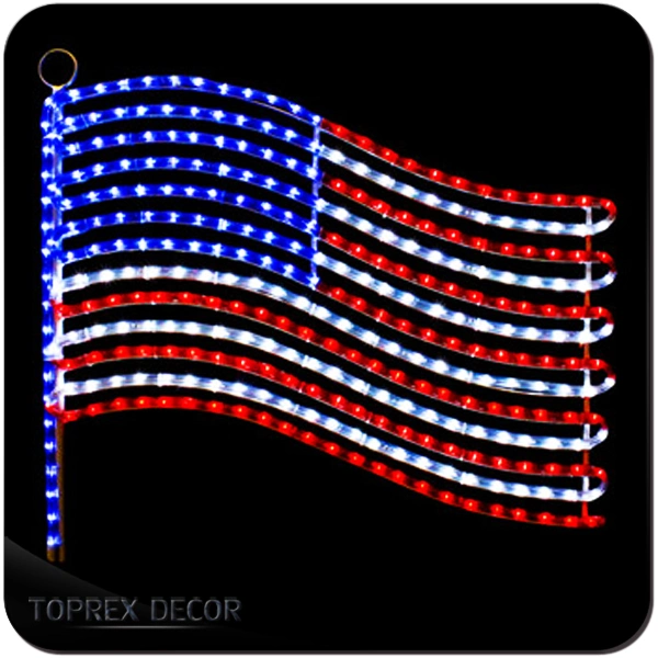 Illuminated Decorative Independence Day America Flag Motif Light