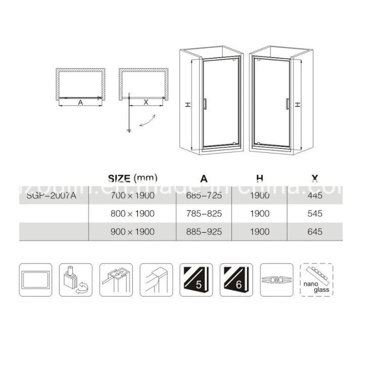 Legos Elegant Framed Pivot Shower Door