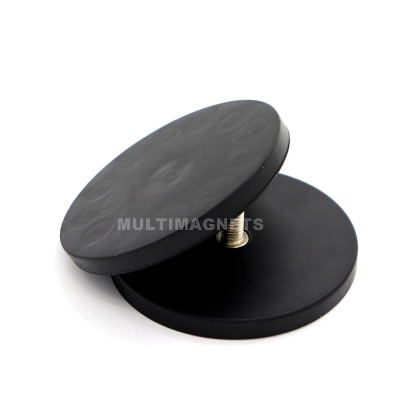 Free Sample D66mm Rubber Coated Pot Magnet with External Thread