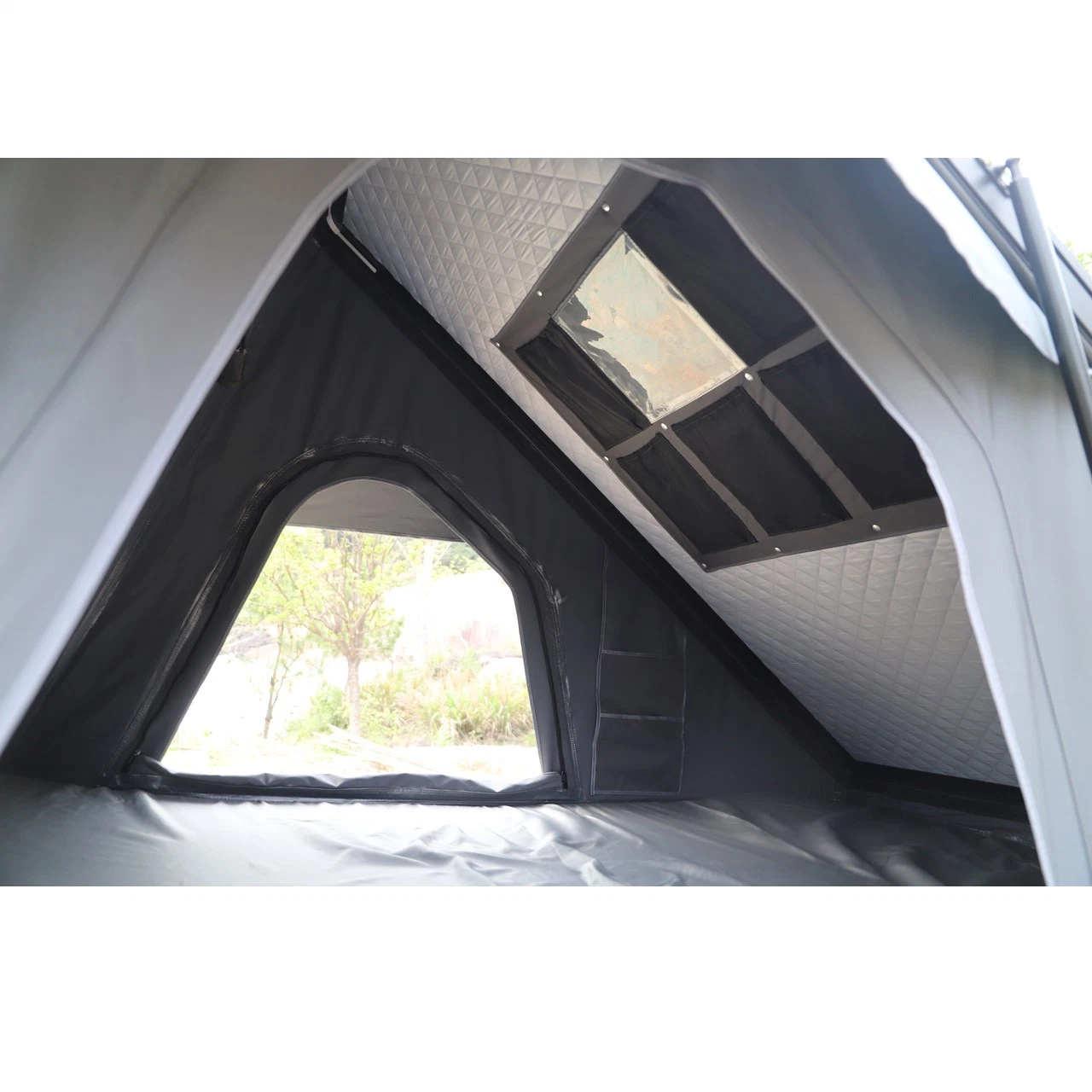 Outdoor Camping 2 Persons Aluminum Triangle Roof Top Tent with Rainfly