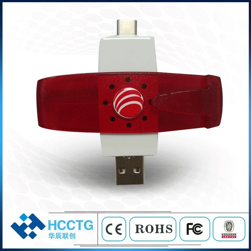 USB PC/Sc RFID Contactless NFC Smart Card Reader with USB Type a and Type C Dual Connectors (DCR37)