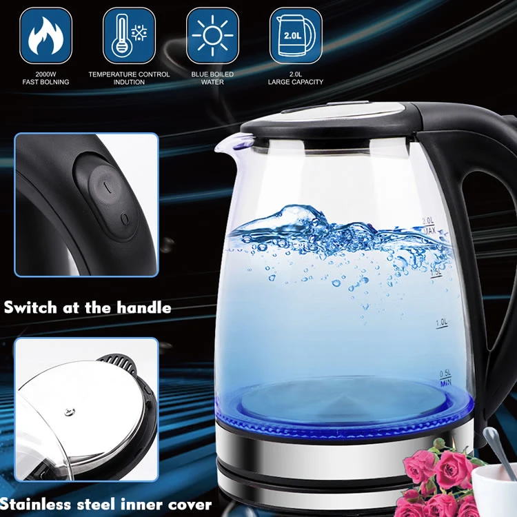 Electric Kettle Glass Teapot 1.8L Cordless Glass Water Kettle Electric Water Boiler Electrical Appliances