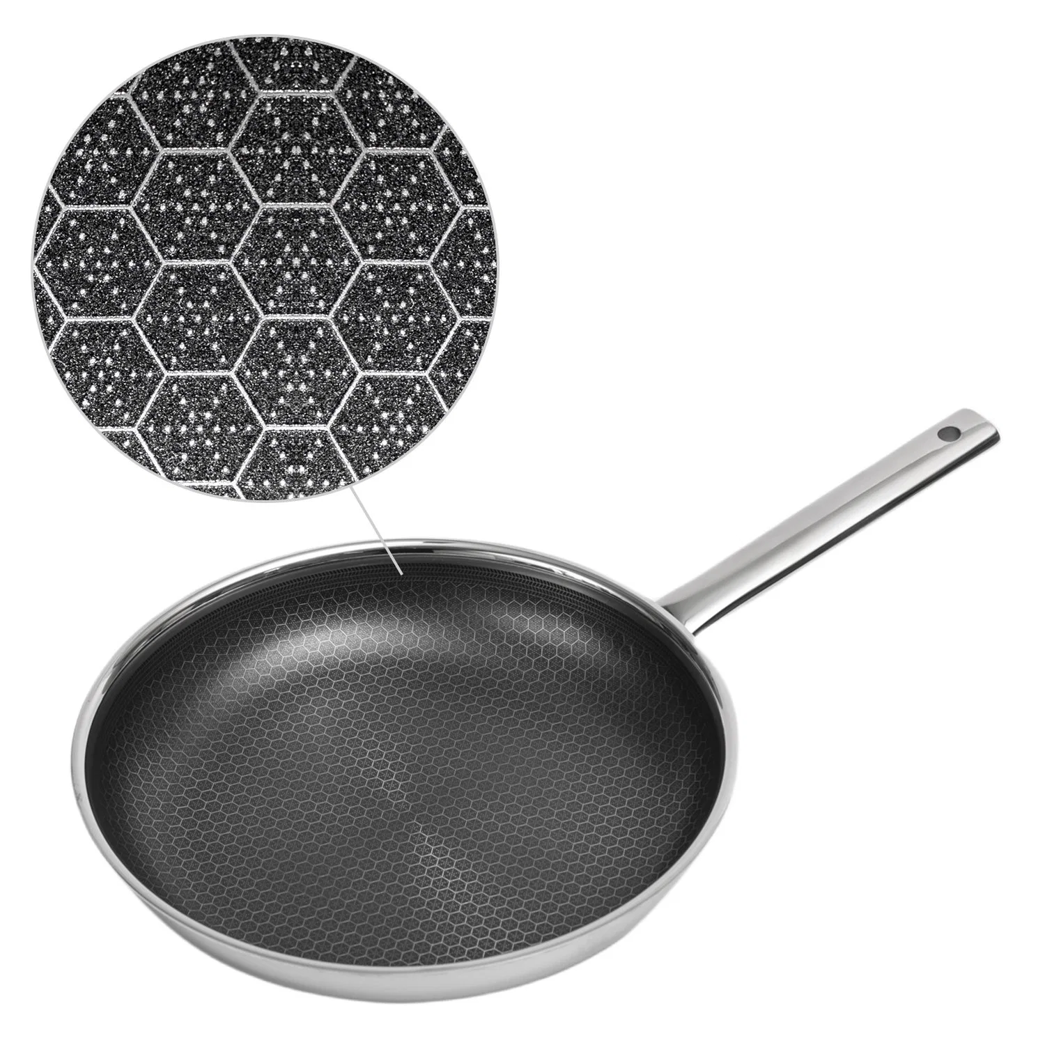 Hot Sales Stainless Steel Cookware Non-Stick Honeycomb Coating 28cm Frying Pan