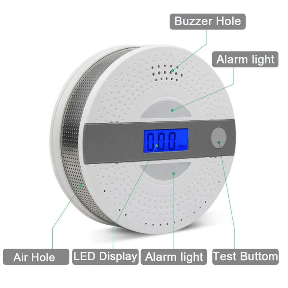 Le signal sonore du détecteur de fumée et du monoxyde de carbone de Sumring utilise un feu de batterie Alarme gaz