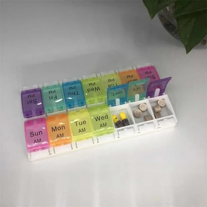 Eco-friendly Pill Organizer Rectangular 28 Grid Capacity Medicine Box Storage Pills Cases Container Pill Box Monthly