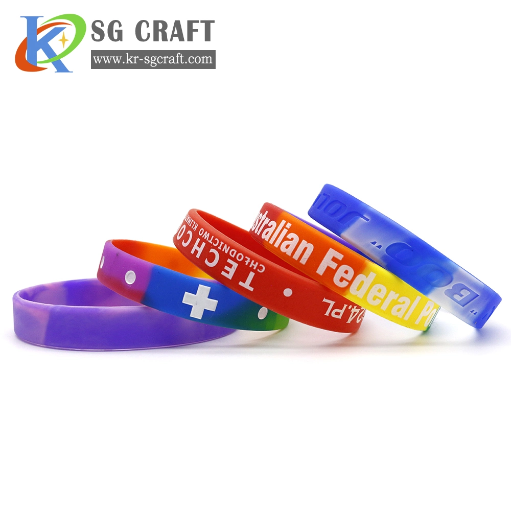 Hot Selling Wholesale/Supplier Craft Gift Rubber Band Decoration Printed Promotional Gift Souvenir Design Colorful Company Activity Silicone Wristband