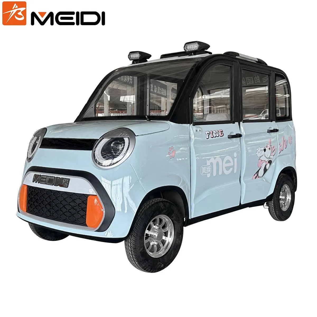Meidi China Factory 2023 Mini Low Speed 800W-1500W 4 Doors 4 Seats Battery New Energy Vehicles EV Electric Car