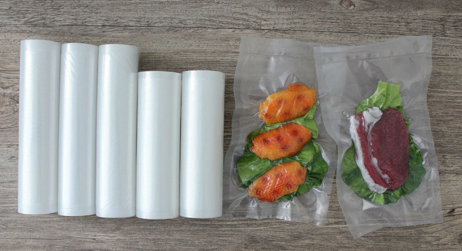 O2frepak Bolsa de rodillos de absorbente de oxígeno y sellador de vacío en relieve para Envasado de carne/verduras/frutas