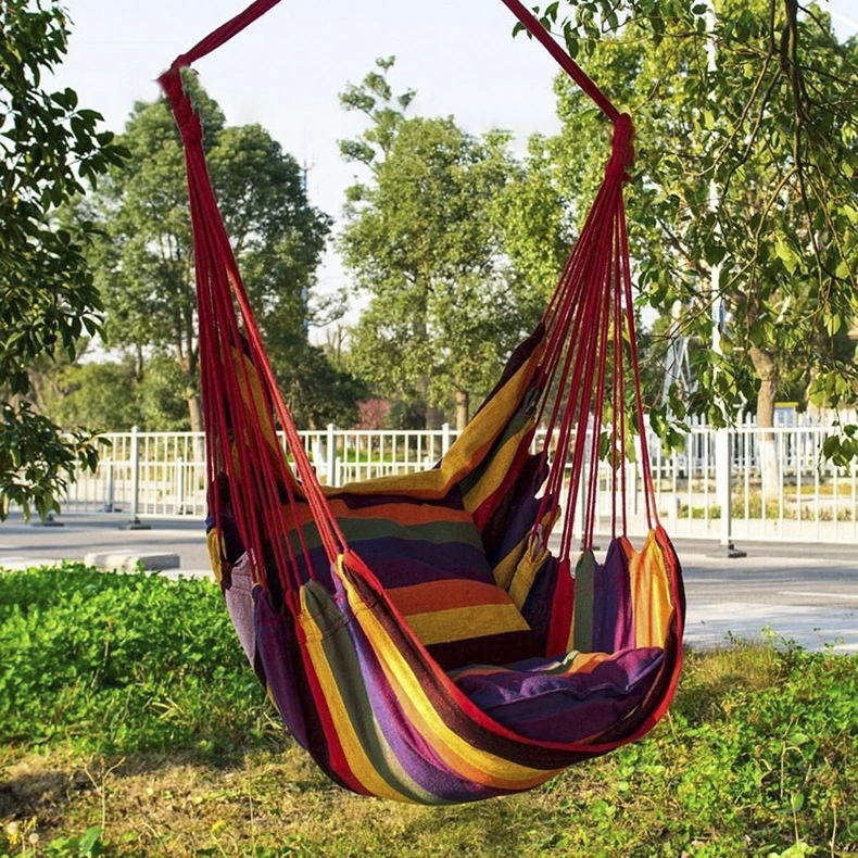 Hot Sale Indoor Hanging Swing Chair with Wooden Stick Outdoor Canvas Camping Hammock