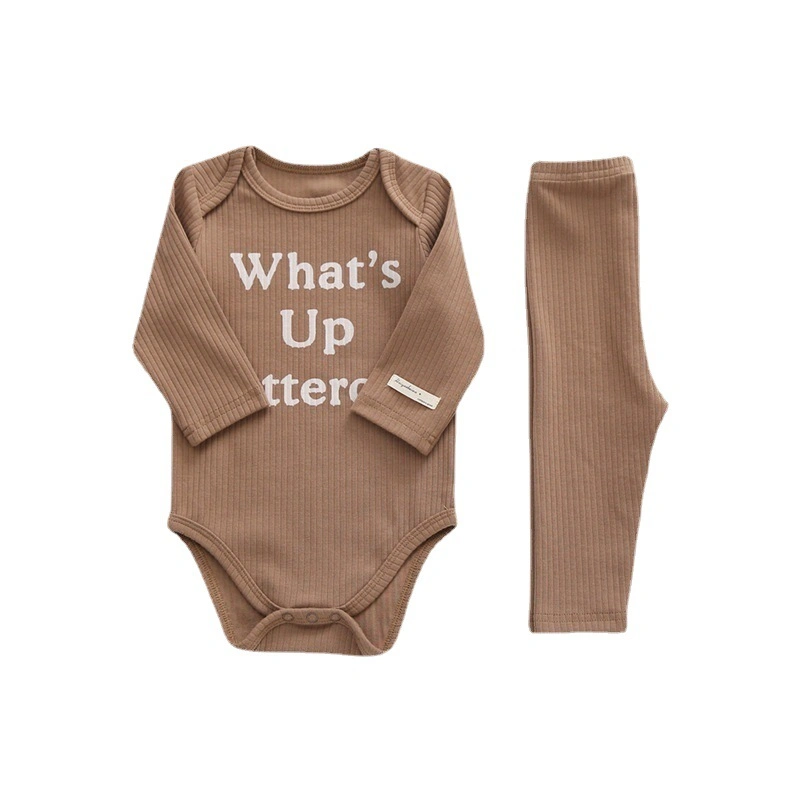 Factory Wholesale/Supplier Newborn Baby Kids Infant Rib Knitted with Print Romper Bodysuit Toddler Wear Clothes for Pajamas