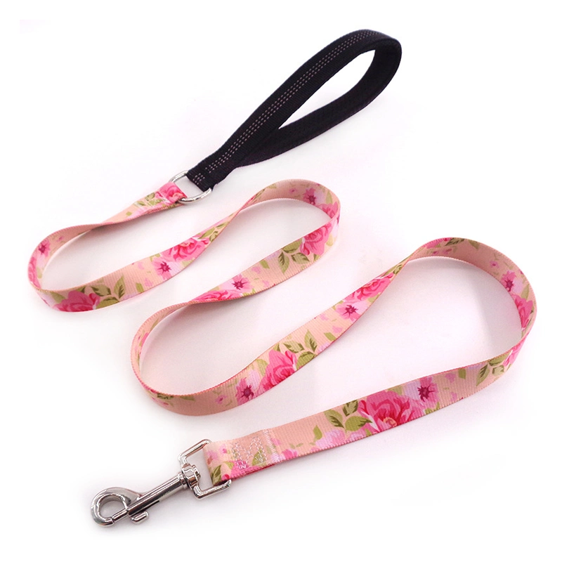 Waterproof Polyester Printed Pattern Pet Flat Rope Jogging Dog Cat Leashes Leads