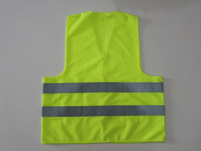 Fluorescent Green Fluorescent Simple Pattern Safety Vests with Reflective Grey Strap