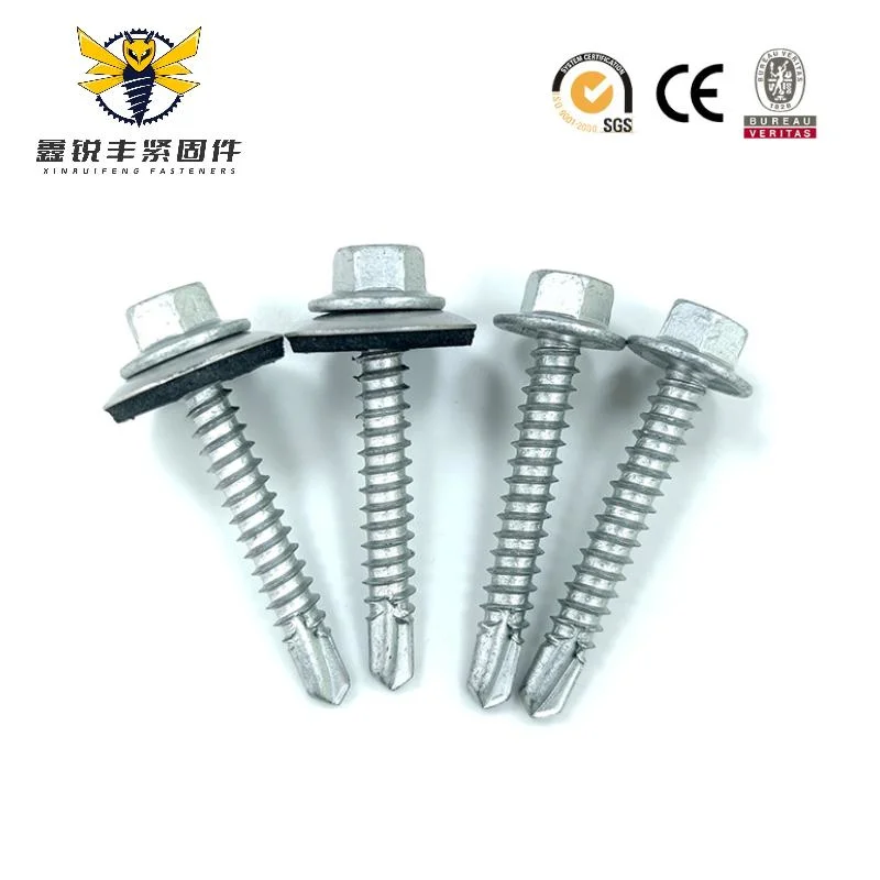 Point Bsd Self Drilling Screws Indented Hex Washer Head Unslotted Stainless 410 / Bonded Washer