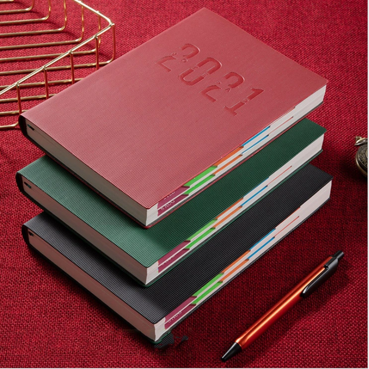 Custom Printed PU Leather Hardcover Hahot-Selling Journey Diary/Print Colorful Agenda Notebook with Printing Pen for Promotion