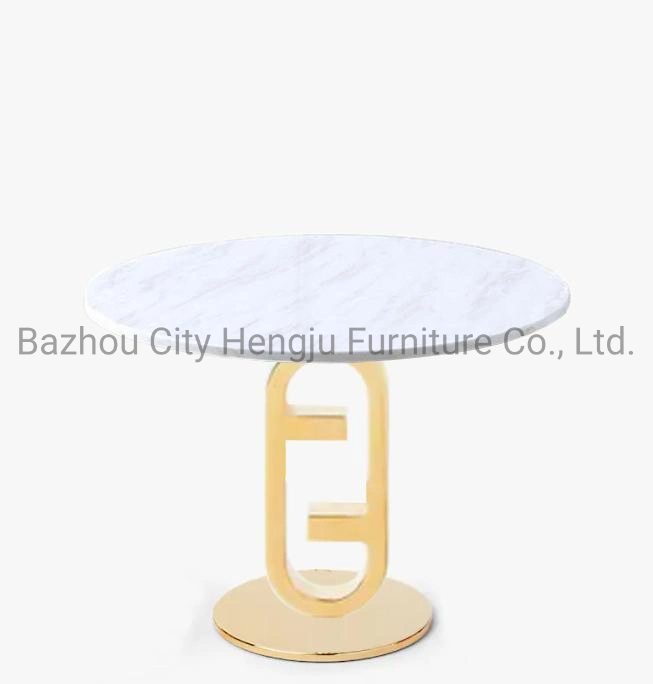 Living Room Furniture Sofa Round Coffee Side Table Luxury Golden Stainless Steel Marble Side Table Living Room Fendi Design