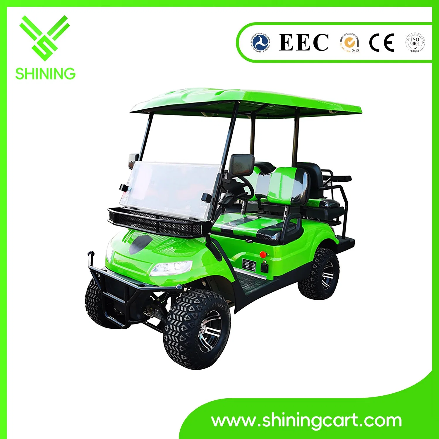 Shining Brand Green Electric Golf Cart with Four-Wheel Disc Brake