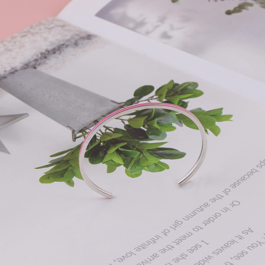 Extremely Simple Small Pink S925 Silver Antioxidant Female Bracelet