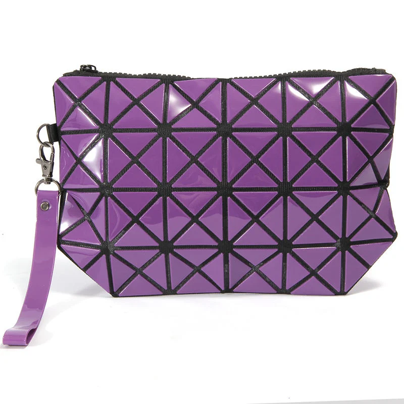 Fashion Laser Geometry Pattern Luminous Wallet for Ladies Women Black Women Leather Tassel Bag