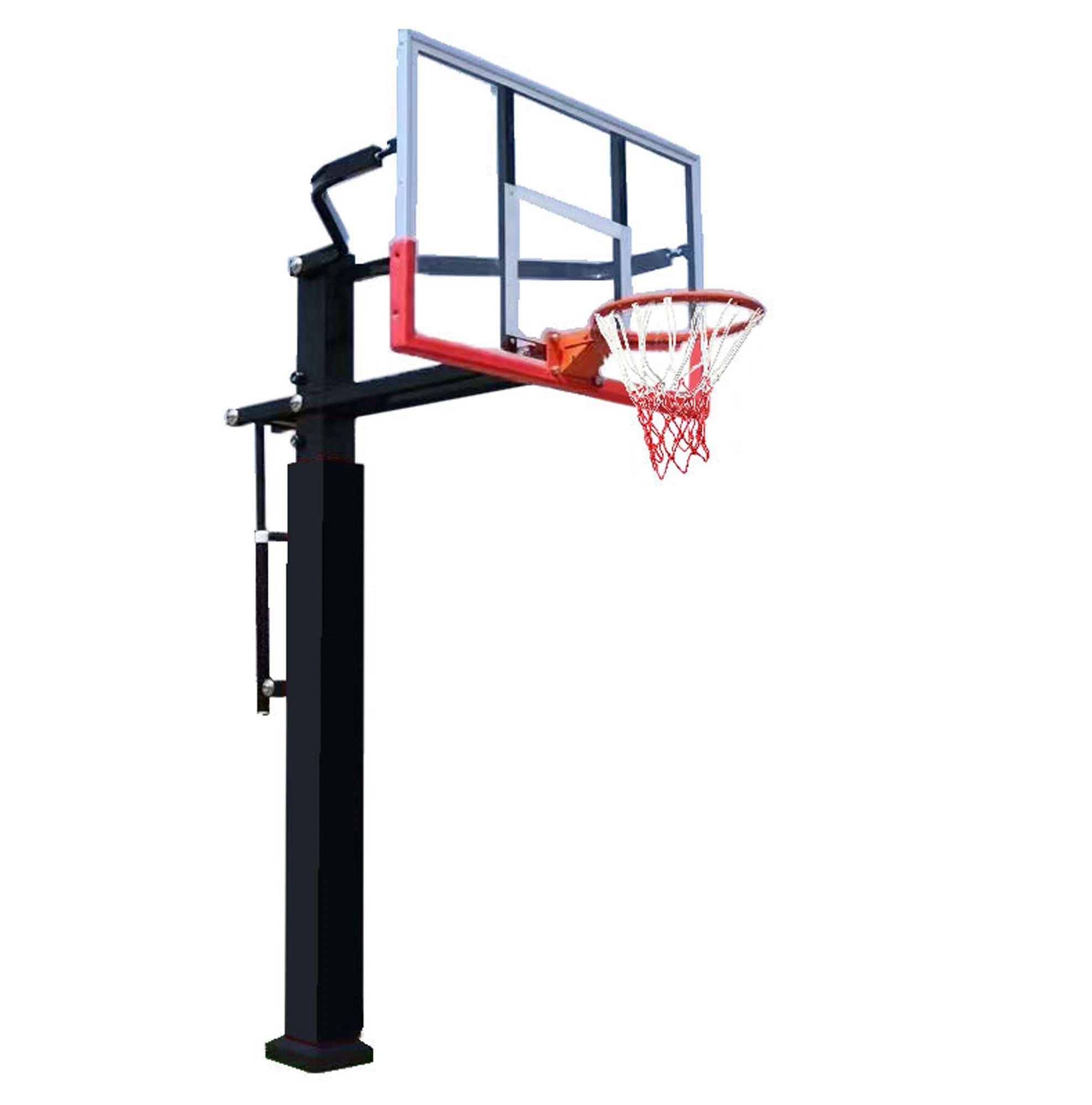 in Ground Basketball Hoop Height Adjust Goal/Stand Standard Tempered Glass Backboard Indoor/Outdoor System