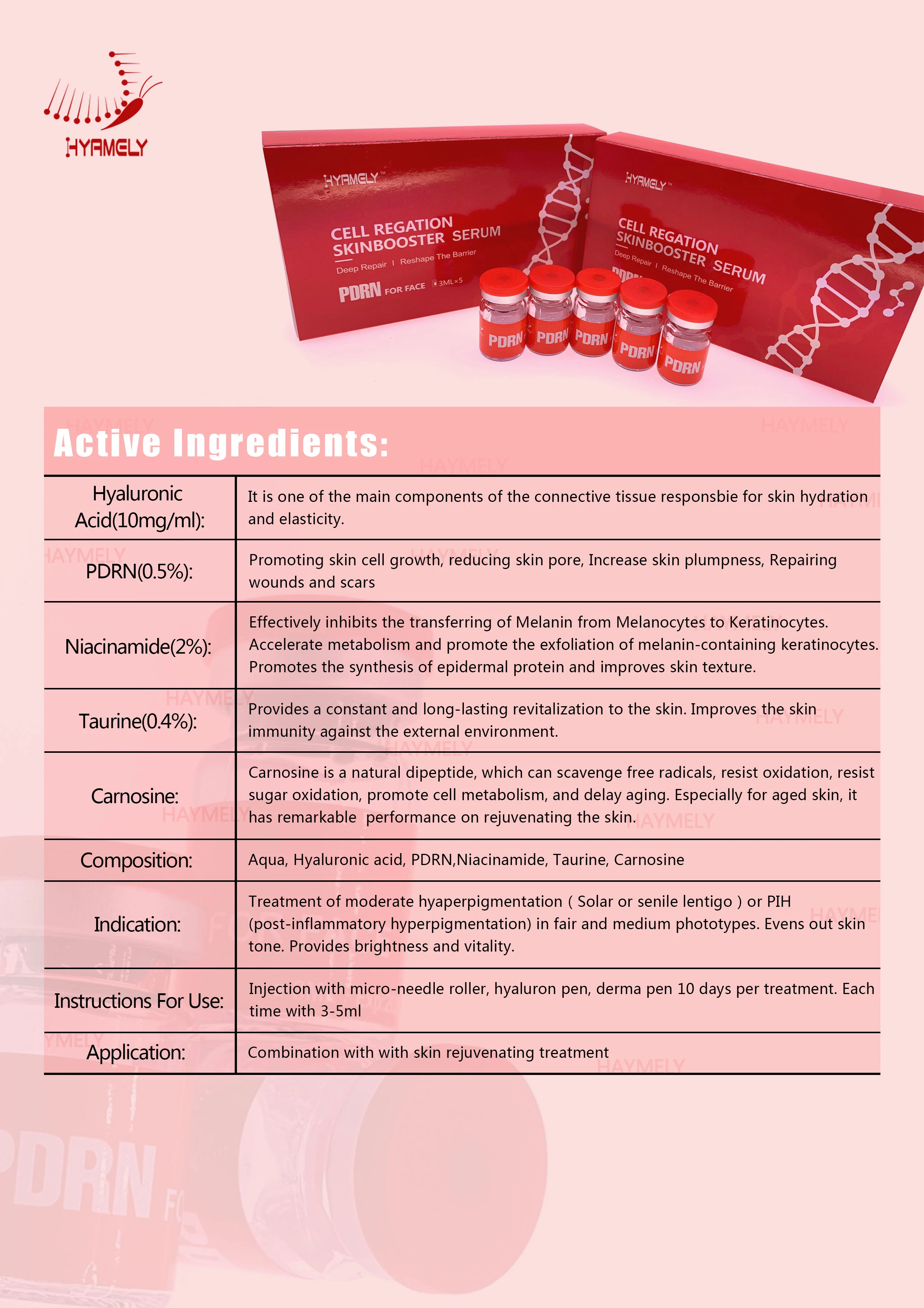 3ml Hyamely Pdrn (PolyDeoxyRiboNucleotide) Solution Salmon DNA for Face