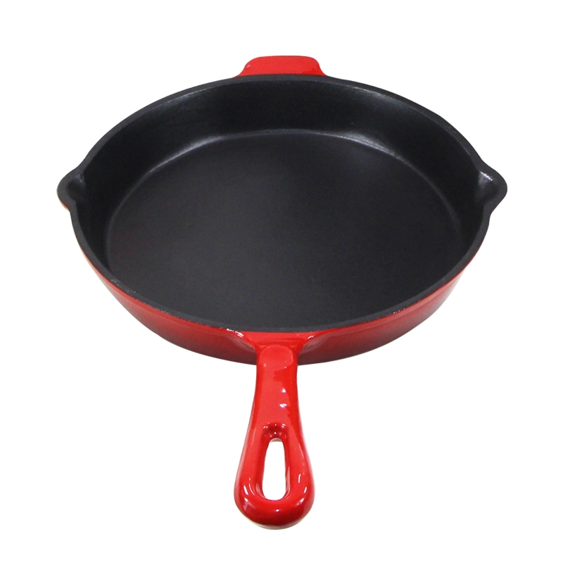 2023 New Arrival 10" 26cm Round Red Enamel Cast Iron Frying Pan Frypan Fry Pan Cast Iron Skillet