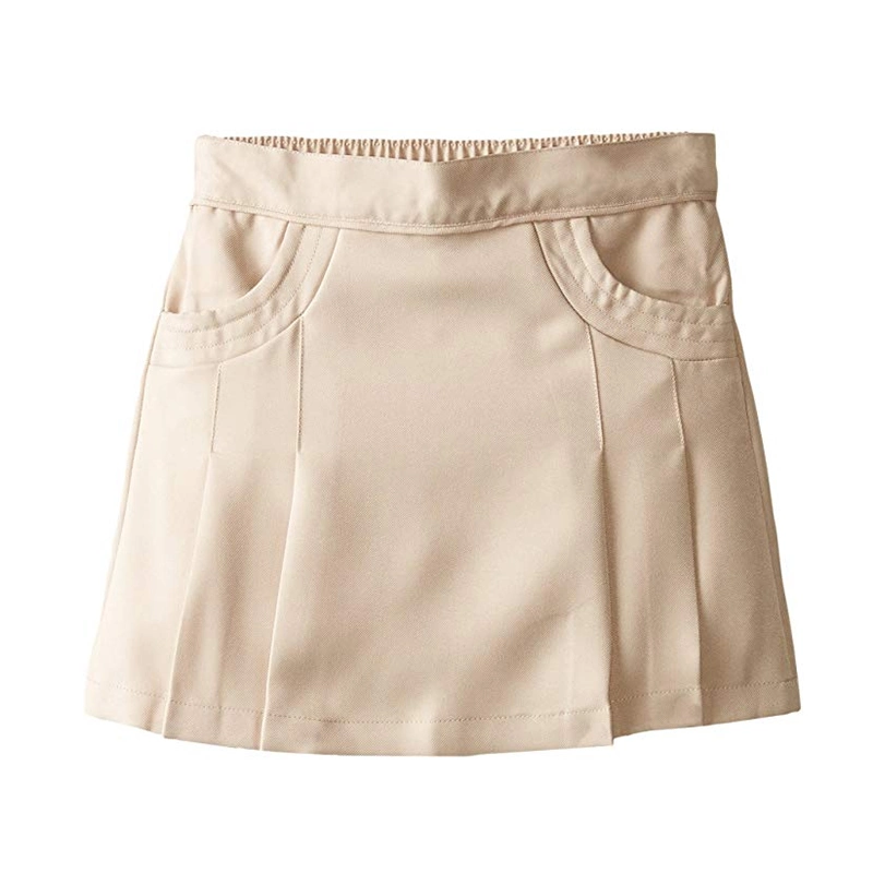 Custom Children School Uniform Girls' Short Pleated Scooter Skirt with Side Pockets
