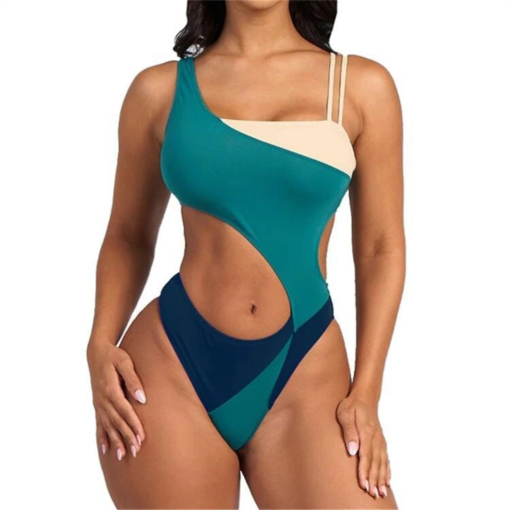Women&prime; S Swimsuit 2022 Solid Bikini Patchwork Padded Swimwear Bikini Push up Beachwear One-Piece Bathing Suit