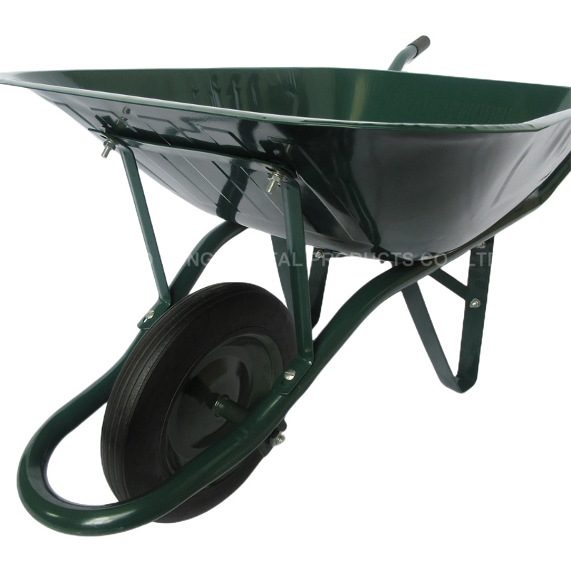 65L Solid Rubber Wheels Steel Tray Construction Wheelbarrow