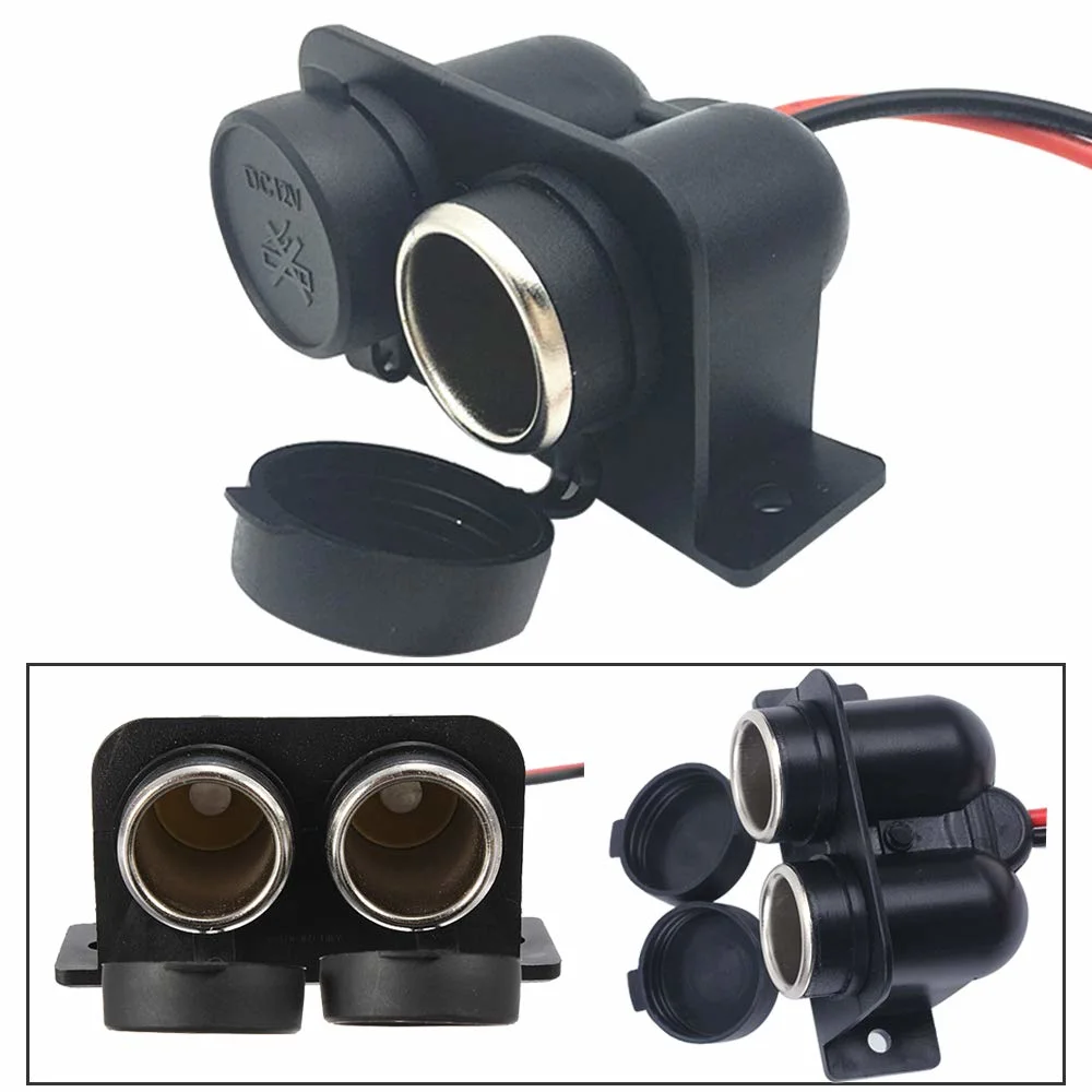 Universal Waterproof Cigarette Lighter Power Fit for 12V-24V Marine Boat Car Motorbike (Double mouth)